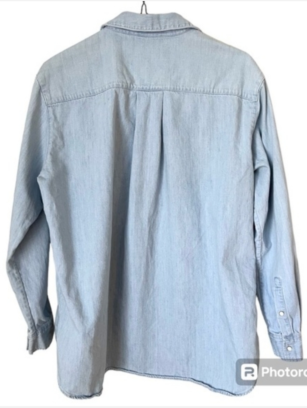 Sezane Max Mother Of Pearl Snap Buttons Down Shirt Light Denim Size 32 - Picture 5 of 10